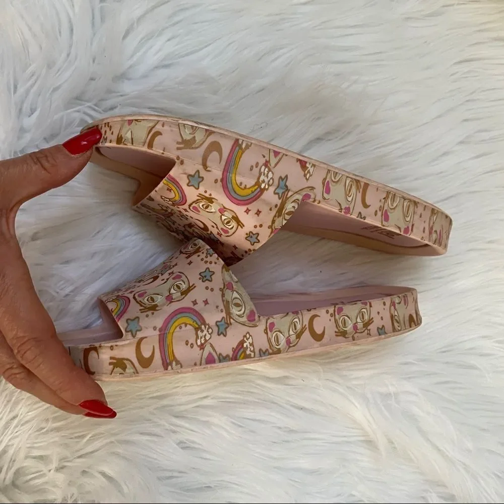Mel dreamed By Melissa beach slides pink cat 2.5